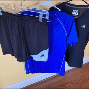 Adidas workout shirts and shorts. Medium